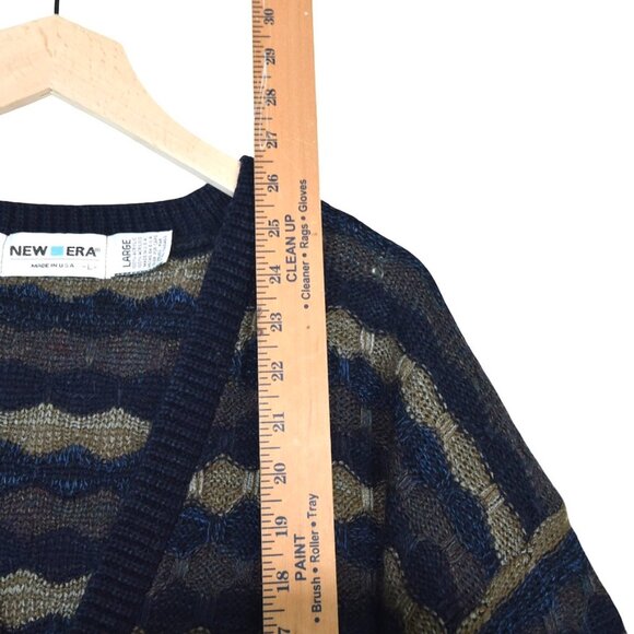 Vintage Grandpacore New Era Cardigan L Retro 90s Grunge Cobain Knit Made in USA - Picture 7 of 8